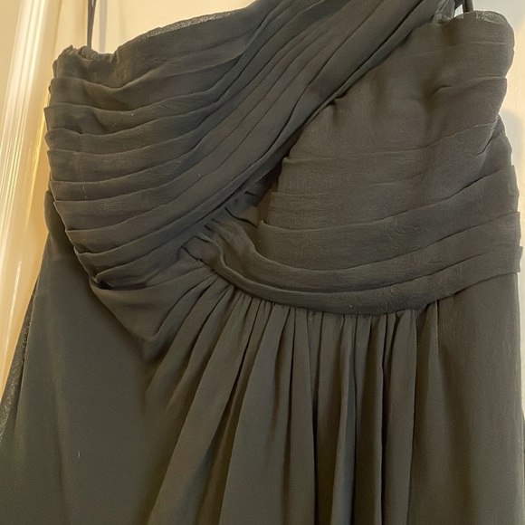 NWT Nicole Miller Black One Shoulder Chiffon Silk Dress. Size 4. - Picture 8 of 14